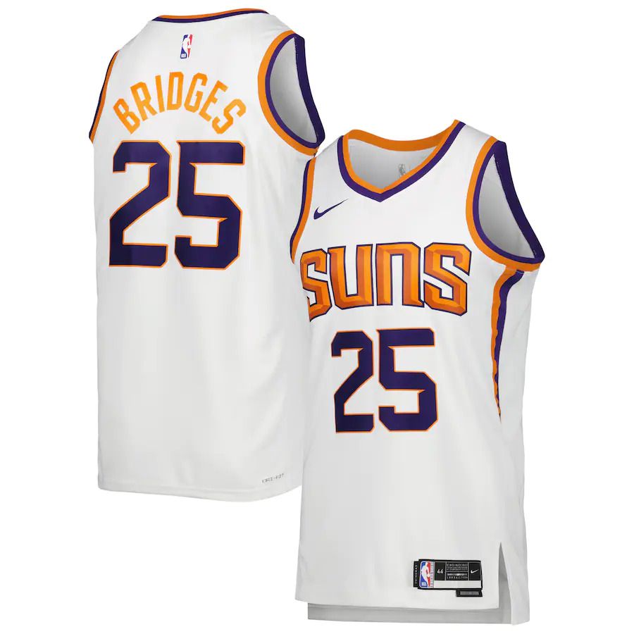 Men Phoenix Suns 25 Mikal Bridges Nike White Association Edition 2022-23 Swingman NBA Jersey